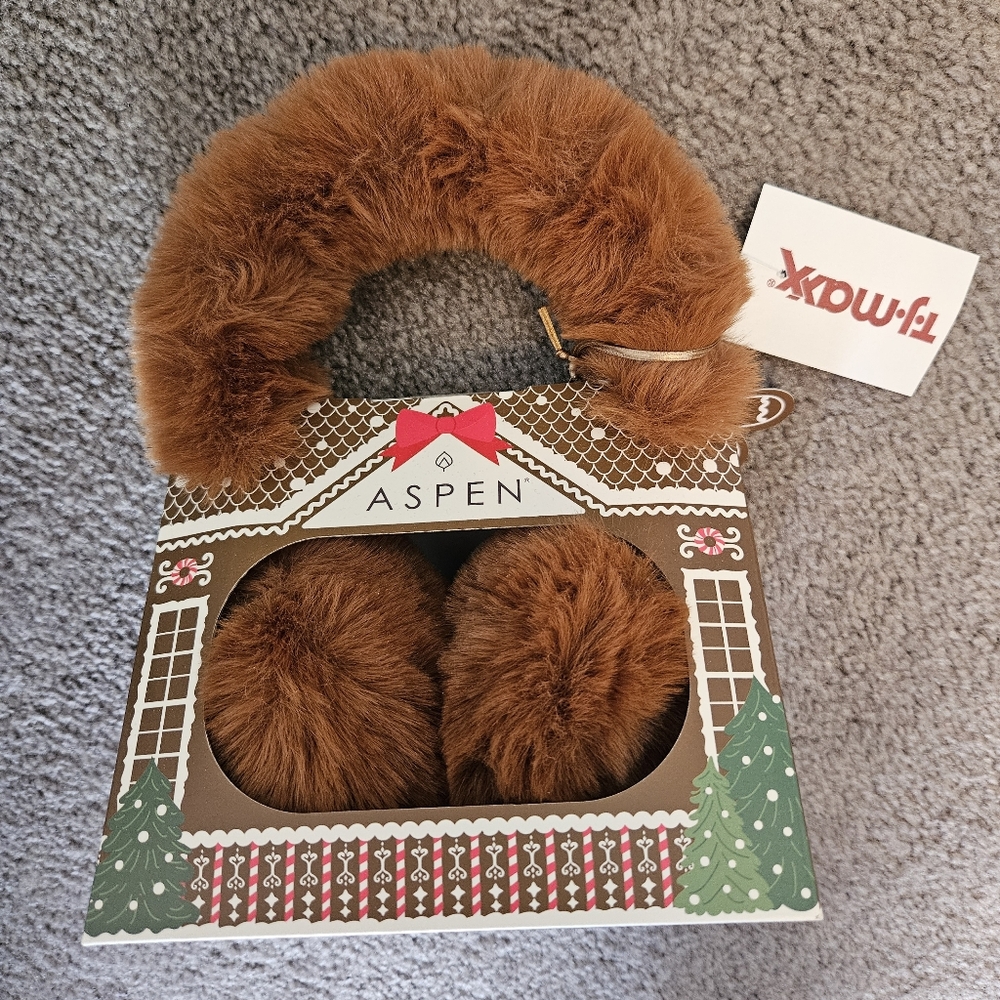 Aspen Brown Furry Earmuffs